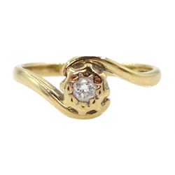 9ct gold single stone diamond ring, hallmarked