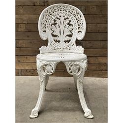 Victorian design white painted aluminium garden table, and four chairs