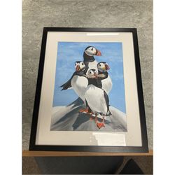 Collection of pictures, to include Victoria Woodward (British Contemporary): Female Portraits, three coloured pencil and watercolour respectively signed; English School (21st Century): Whimsical Animals, four acrylic on canvas board signed, and photographic print of an Eagle, max 50cm x 40cm (8)