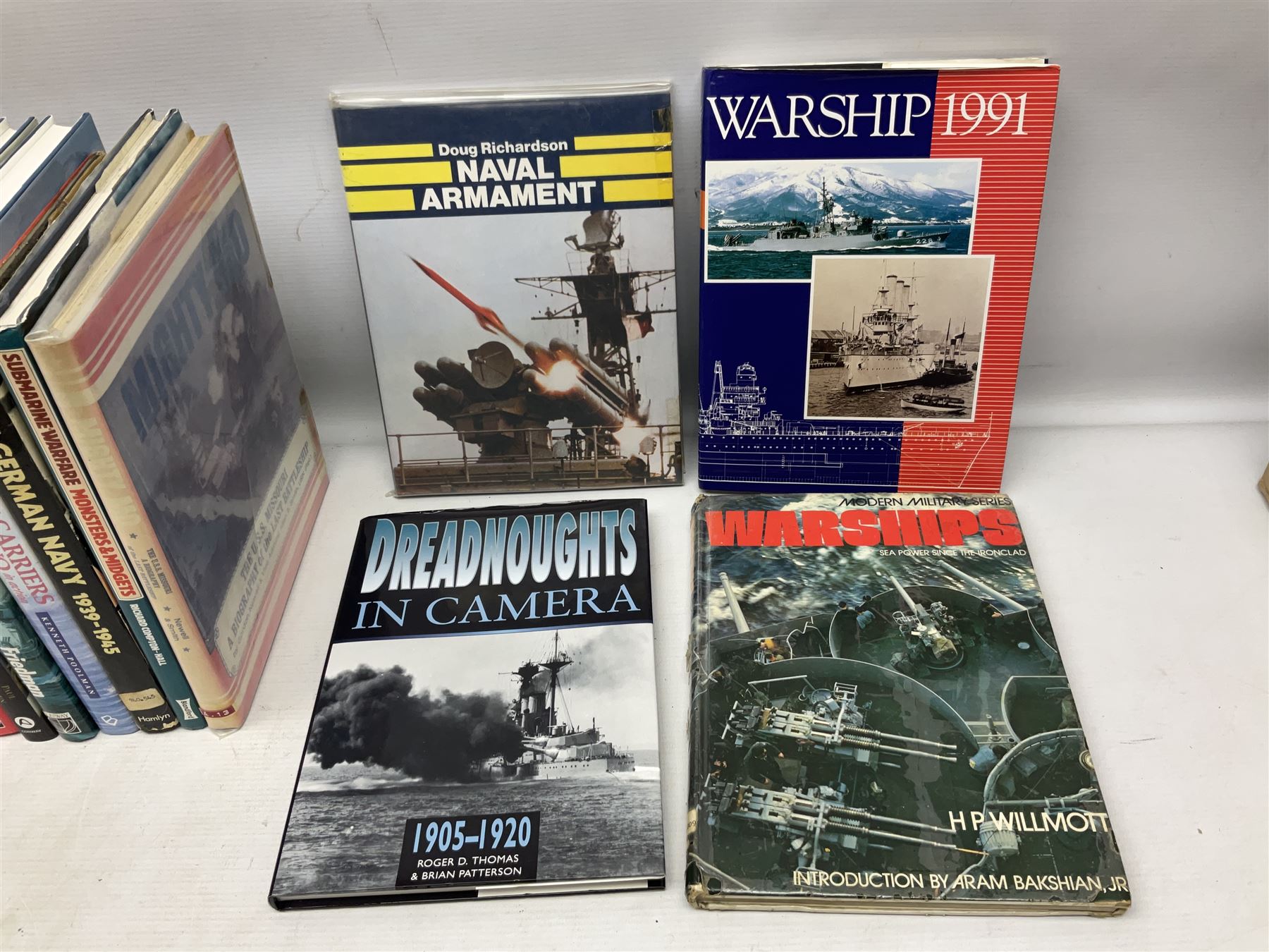 Seventeen books of maritime and naval interest including warship design and development, German Navy WW2, battleships, aircraft carriers etc