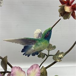 Franklin Mint House of Faberge, four humming bird figure groups, comprising Flight of Fancy, Beauty in Bloom, Splendor in the garden and The Enriched Garden, largest H35cm