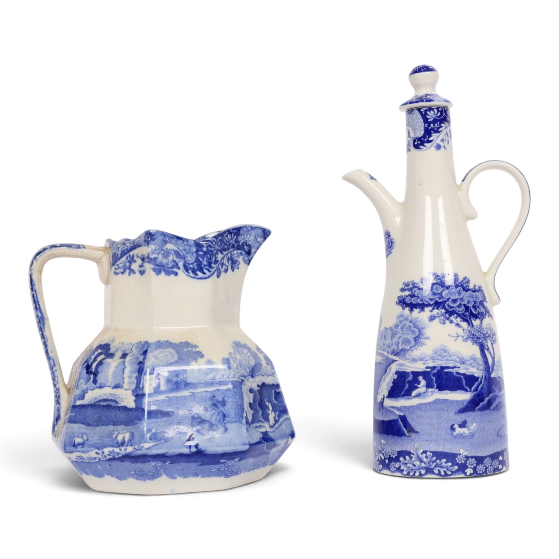 Spode Italian pattern dinnerware, including oil pot, two serving dishes, jug etc