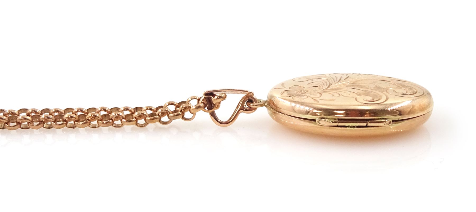 9ct rose gold hinged locket pendant necklace, hallmarked