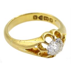 Early 20th century 18ct gold single stone old cut diamond ring, Chester 1913, diamond approx 0.65 carat