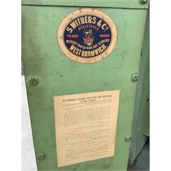 Large Victorian double cast iron safe by Withers of West Bromwich, NO KEYS present, two doors enclosing shelves - THIS LOT IS TO BE COLLECTED BY APPOINTMENT FROM DUGGLEBY STORAGE, GREAT HILL, EASTFIELD, SCARBOROUGH, YO11 3TX