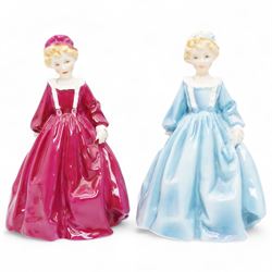 Eight Royal Worcester figures, to include 'The Parakeet' 'Monday's Child' 'Friday's Child' 'Grandmothers Dress' 'Woodland Dance' etc (8)