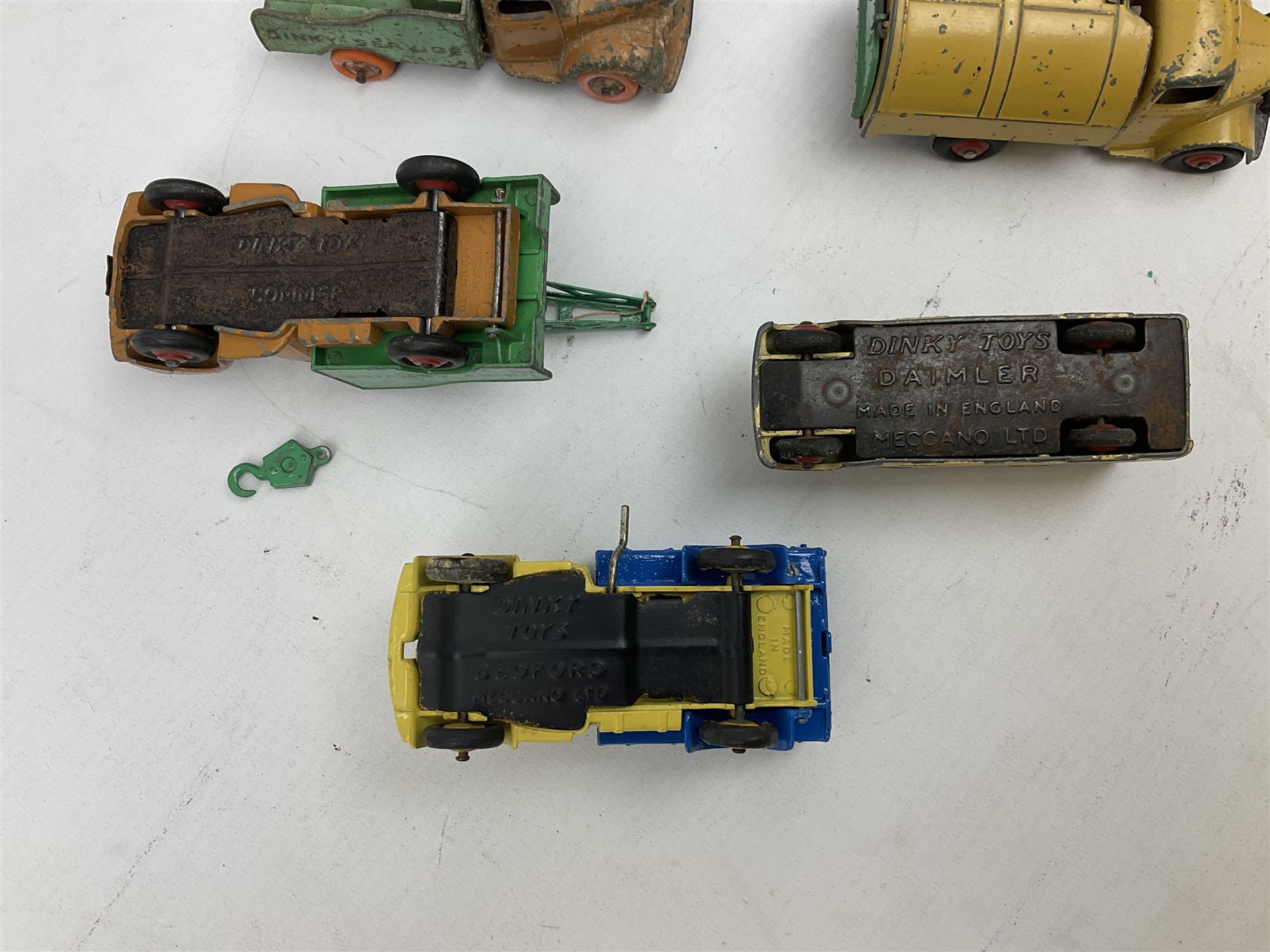 Dinky - twelve unboxed and playworn/repainted die-cast commercial vehicles including Hindle Smart Helecs, two Bedford tipper trucks, Dodge tipper truck, two Commer breakdown trucks, Brinks Armoured Car, Bedford Refuse wagon etc (12)