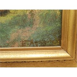 Frederick Marriott (British 1860-1941): 'La Riviere Dordogne' - Cattle Watering, oil on canvas signed, titled on stretcher verso 35cm x 49cm