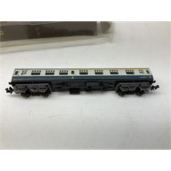 'N' gauge - ten passenger coaches by Hornby Minitrix and Lima; and ten goods wagons by Lima and Roco including set of six in one box; all boxed (15)