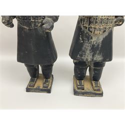 Pair of Chinese 'Terracotta Warrior', modelled as soldiers, H38cm