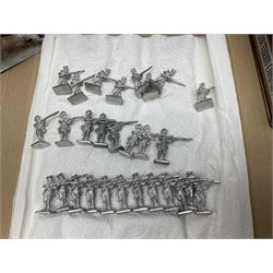 Large variety of predominantly metal miniature soldiers, a mixture of painted and non-painted figures, to include examples of American, British and European soldiers 