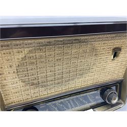 1950s Philips valve radio model B3G63A in brown Bakelite case, W42cm D21cm H30cm, together with 1950s Cossor Melody Maker model 524 radio and 1950s Grundig model 2041, tallest H35.5cm