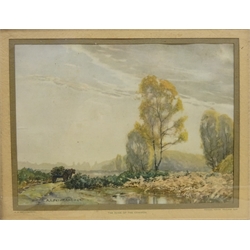  Venetian Waterfront, etching signed by John Shapland (1865-1929), 'The Edge of the Common', print on silk after A.G. Petherbridge and one other etching unframed max 34cm x 24cm (3)  