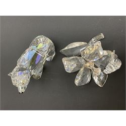 Twenty nine Swarovski Crystal animals, to include koala and baby, in frosted tree branch, elephants, polar bears, squirrel, monkeys, panda, unicorn and snails, etc 