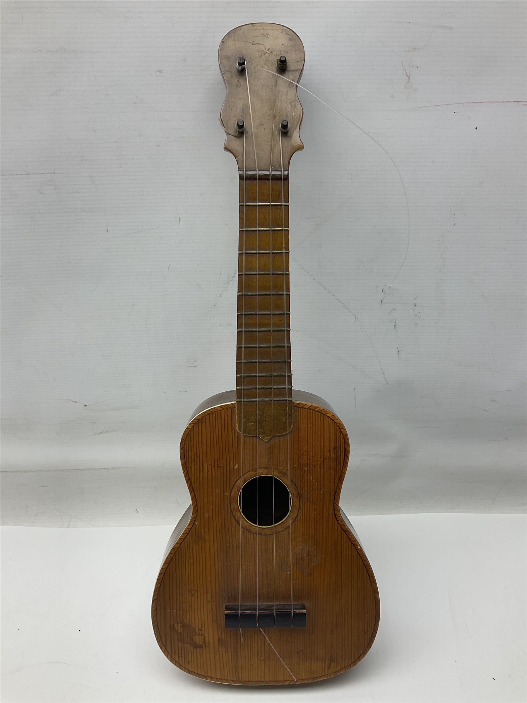 Trumelo BMI banjo ukulele no.3013 L58cm; in soft carrying case; and Kapok Brand guitar shaped ukulele L51cm (2)