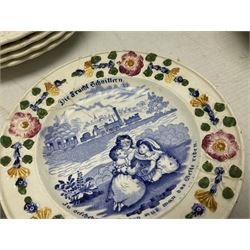Collection of 19th century William Smith & Co nursery plates, to include examples decorated in the pastime series, and similar, all with moulded floral borders