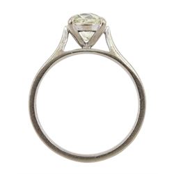 18ct white gold single stone old cut diamond ring, hallmarked, diamond approx 1.40 carat 