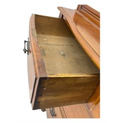 Victorian walnut dresser, projecting cornice over mirrored front, fitted with two short over two long drawers, on turned feet