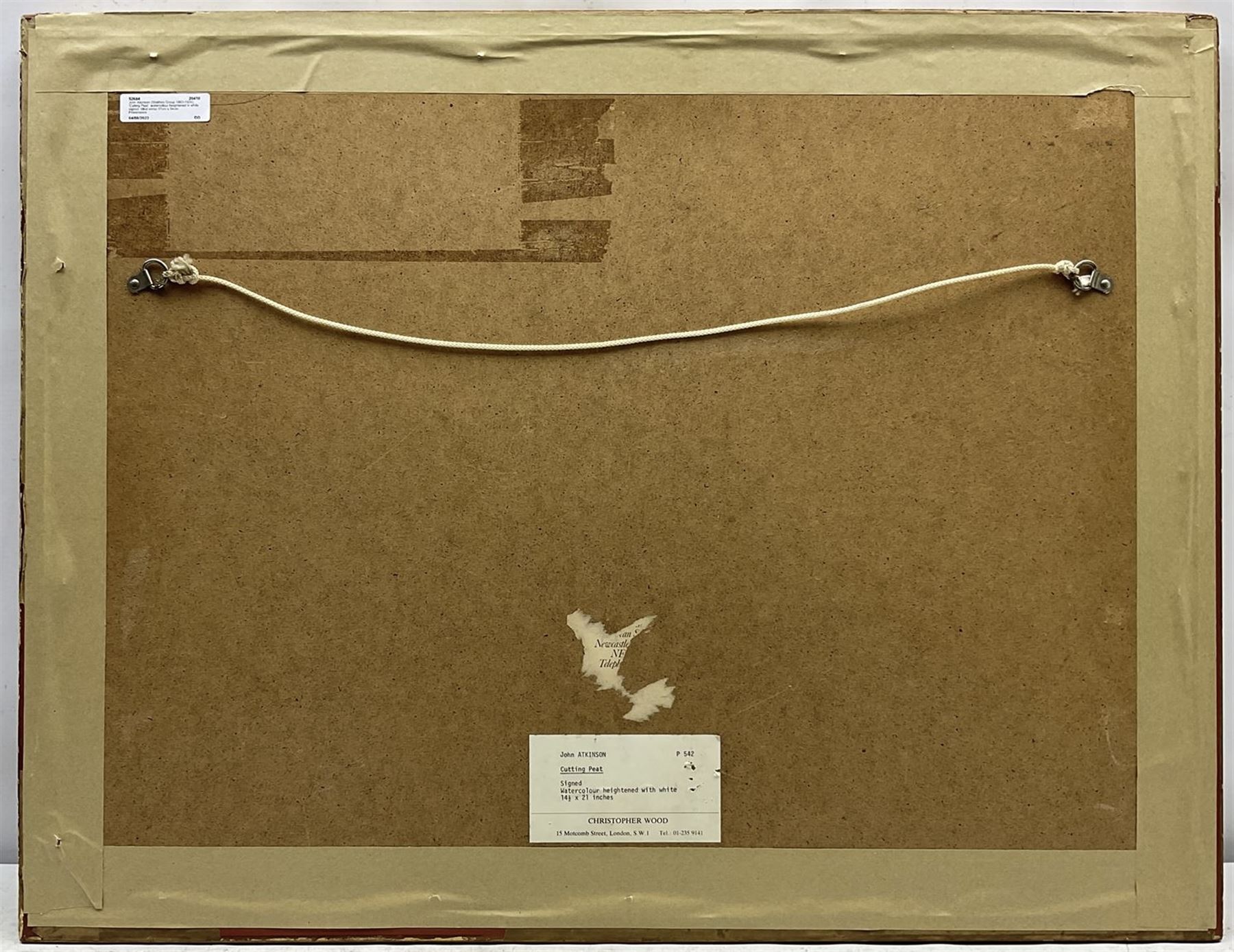 John Atkinson (Staithes Group 1863-1924): 'Cutting Peat', watercolour heightened in white signed, titled verso 37cm x 54cm
Provenance: with Christopher Wood, Motcomb St., London, label verso