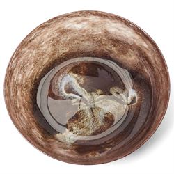 Elizabeth Graydon-Stannus (1873-1961) brown and blue mottled glass bowl, D27cm 