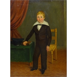  English School (Mid 19th century): Full length Portrait of a Boy, oil on canvas unsigned 59cm x 44cm  