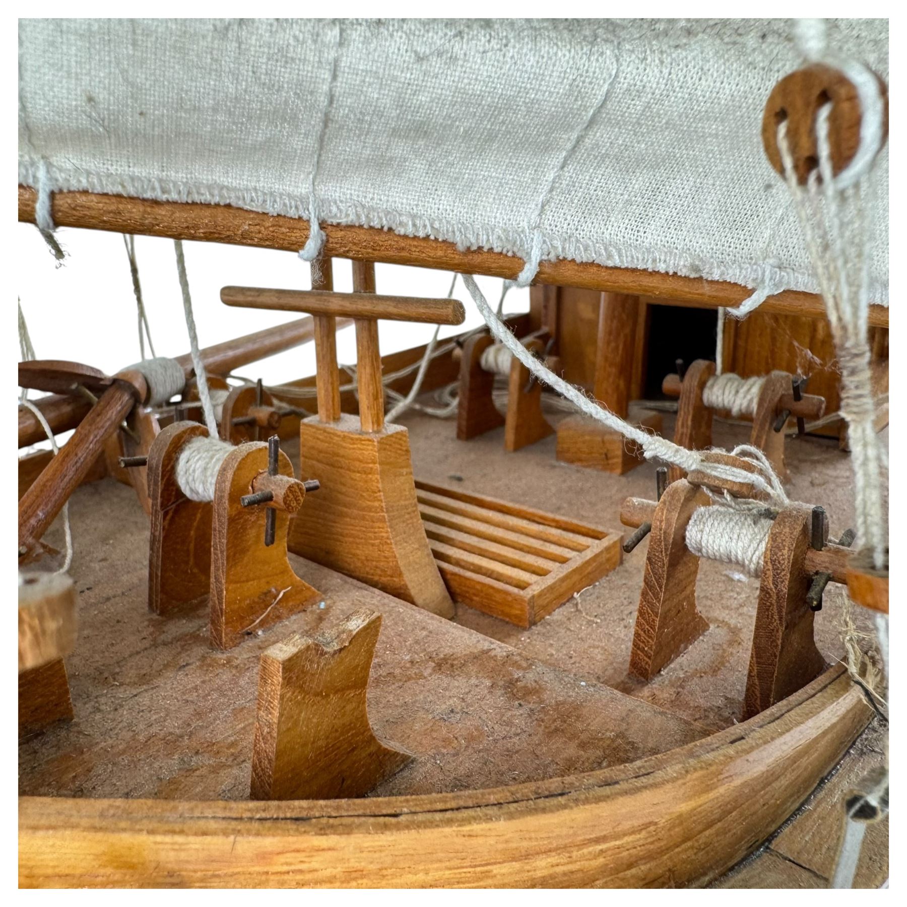 Wooden model of a junk ship, H81cm, W85cm
