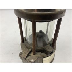 Miners Lamp The Protector, Eccles no 3533, with engraved plaque, H26cm