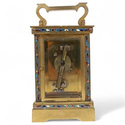 French-19th century carriage clock with cloisonné inlay, platform cylinder escapement.