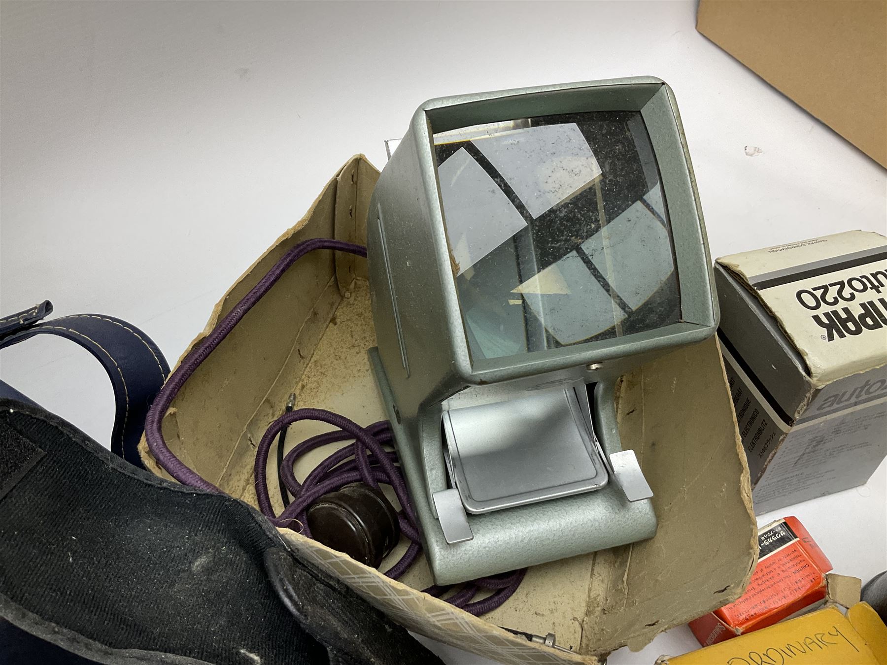 Quantity of Cameras , Lenses and Table Top Viewer- To be assessed 
Collection of cameras, lenses and photography equipment, to include Praktica EE2, Kowa SE, Kodak 66 model II, Inovar, lens Carl Zeiss Jena DDR Flektogon 2.4/35, lens Pentacon Electric f/2.8 135mm, Sunpak auto 2020, tripod  etc, together with a pair of Mark Scheffel 10x50 field binoculars.  