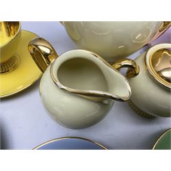 Italian Fiorentine coffee service for six, decorated with pastel colours and heavily gilt