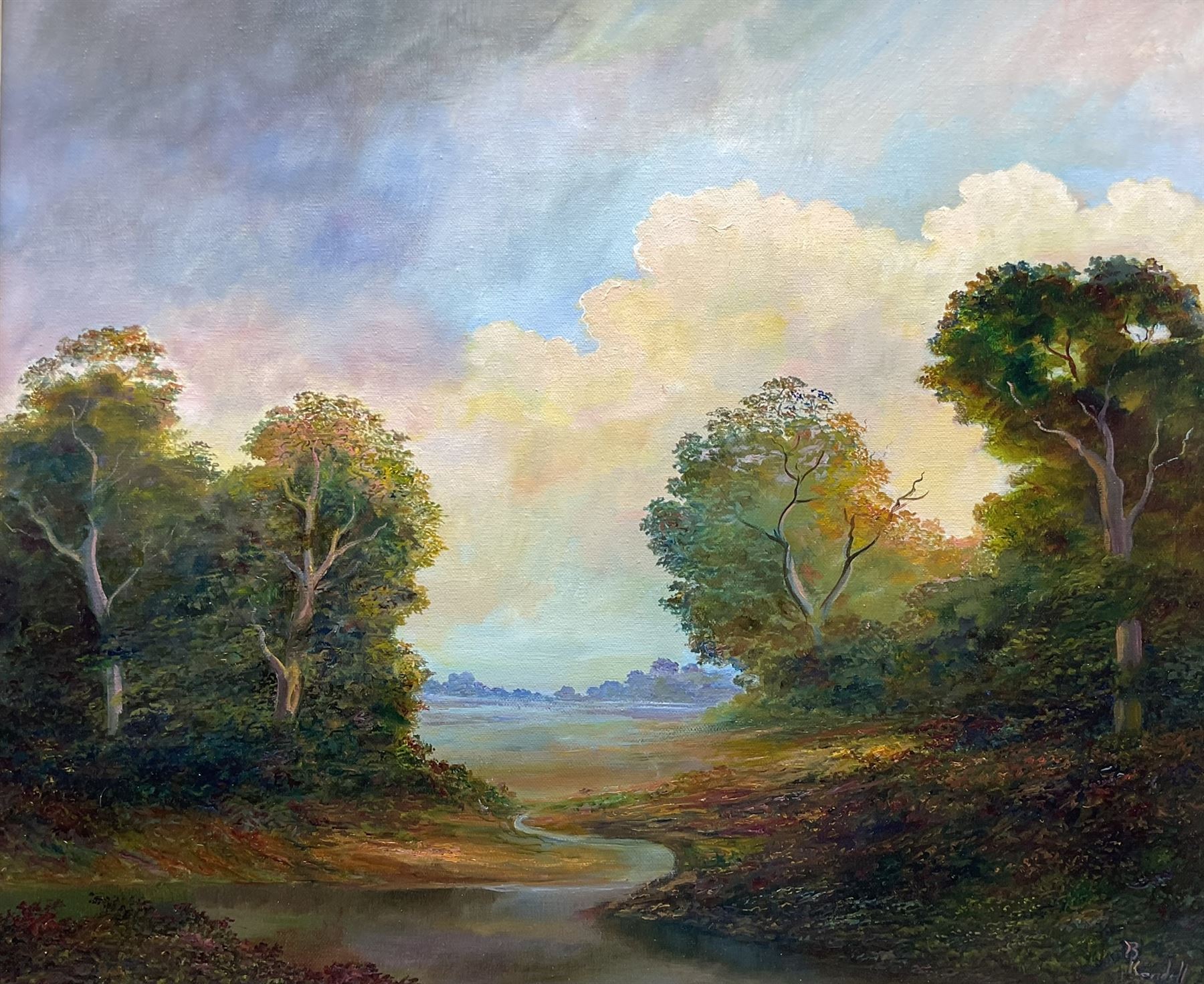 Bruce Kendall (British Contemporary): 'Suffolk Landscape', oil on canvas signed, titled verso 50cm x 60cm