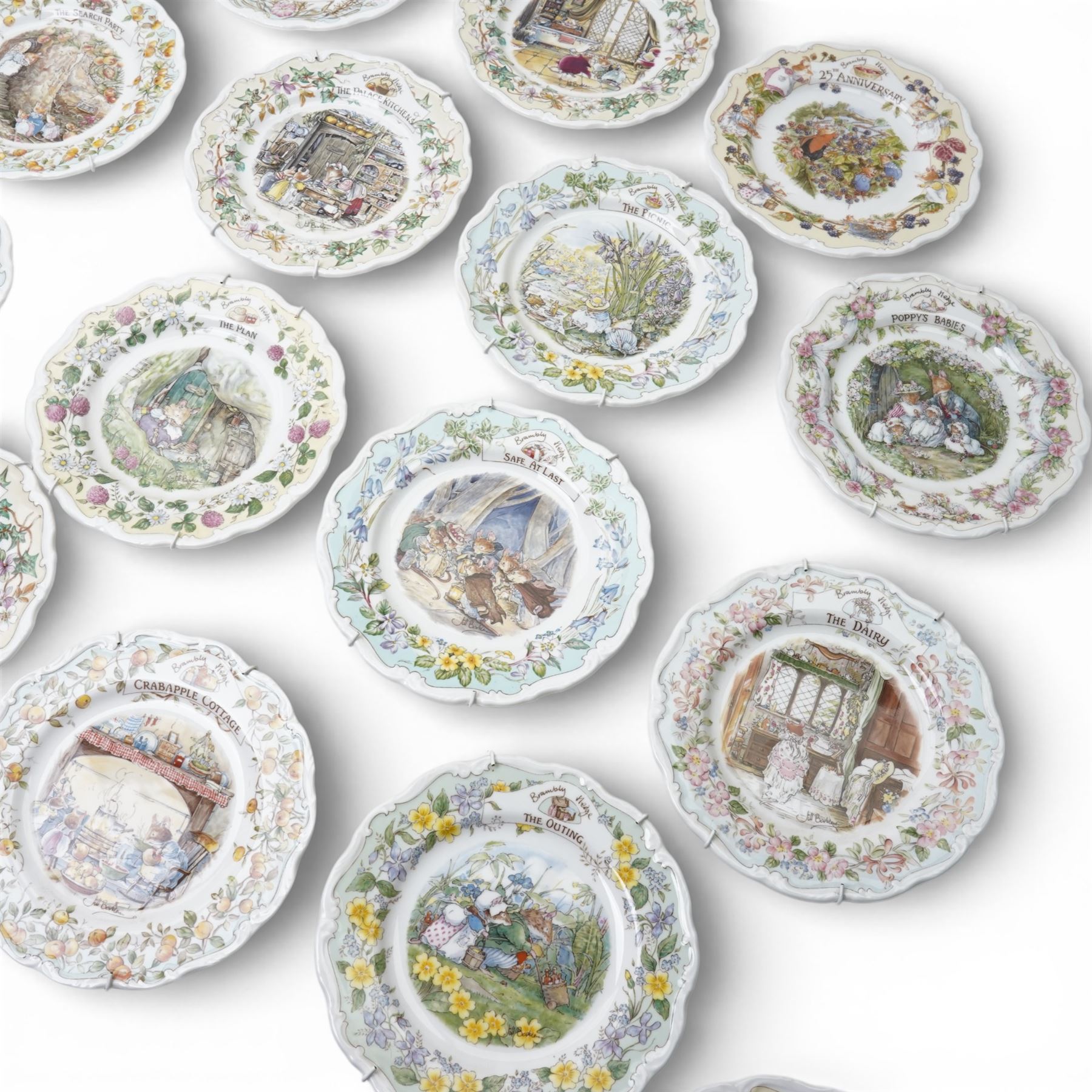 Large collection of Royal Doulton Brambly Hedge plates, collections comprising 'Secret Staircases' 'Surprise Outing' 'Homes and Workplaces of the Mice of Brambly Hedge' and 'Primrose's Adventure'', and others (25)