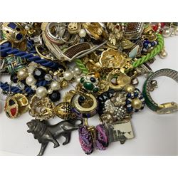 Norweigian silver enamel leaf brooch by David Andersen, together with a military issue pocket watch and a collection of costume jewellery including pair of clip on earrings by Butler & Wilson, beaded jewellery, brooches, etc