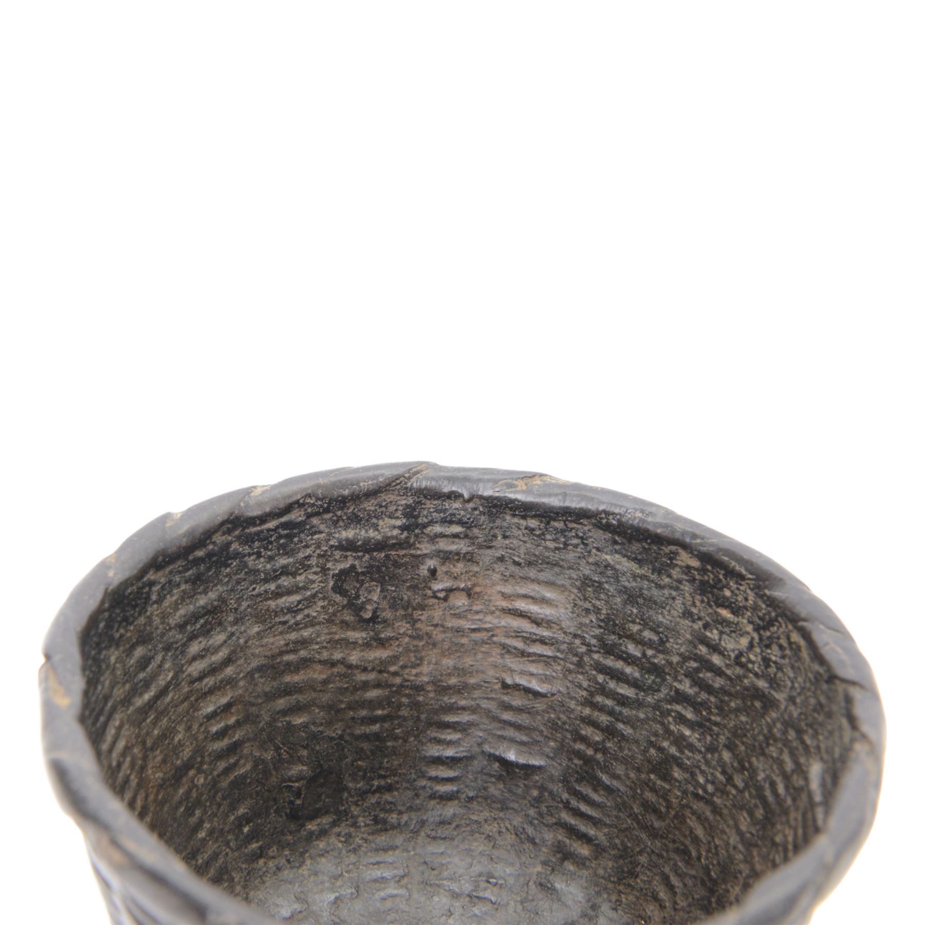 Japanese bronze censer shaped as a basket upon three legs modelled as fern cones, H12cm 