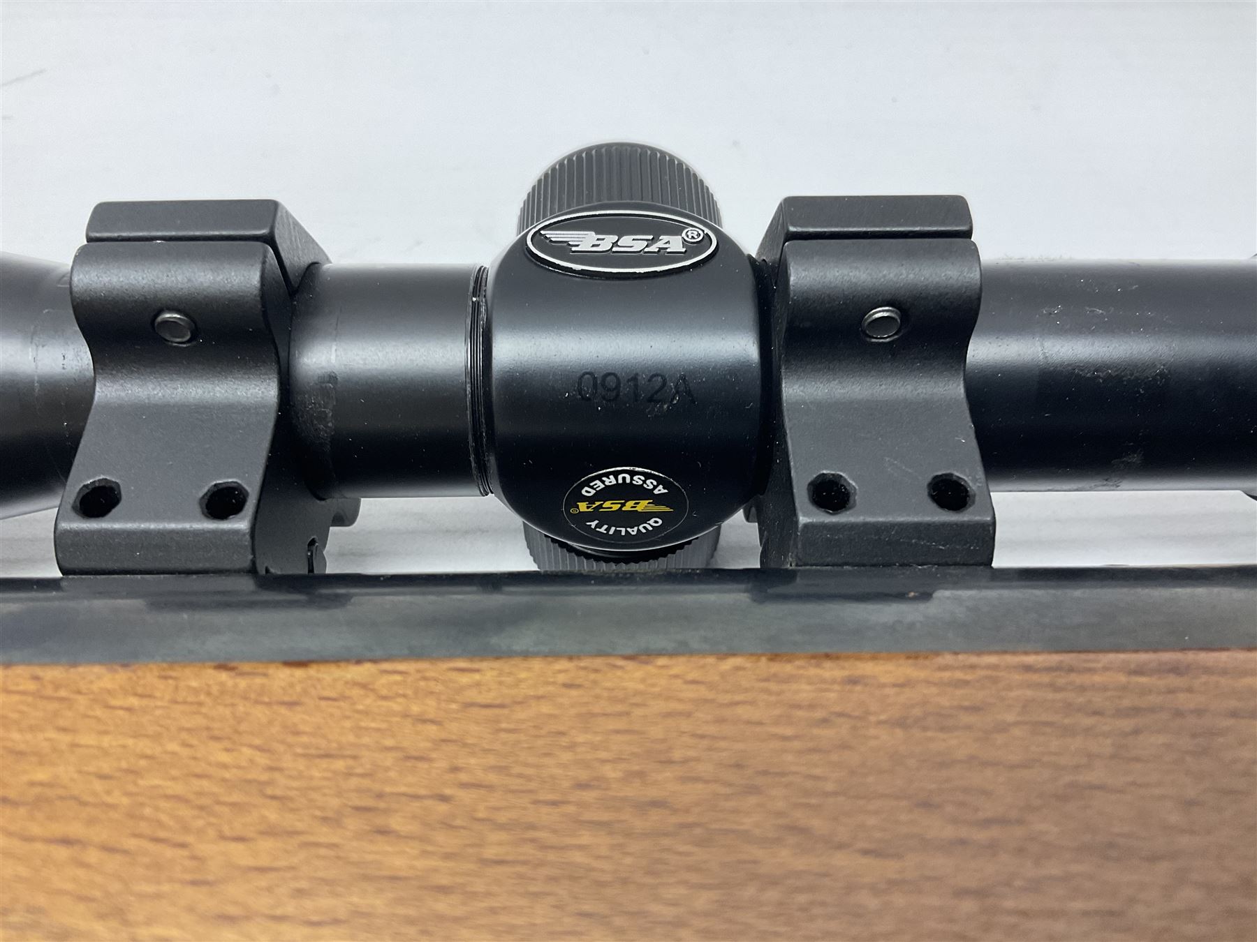 BSA 22 caliber air riffle with telescopic sight, in Fambeau hard case