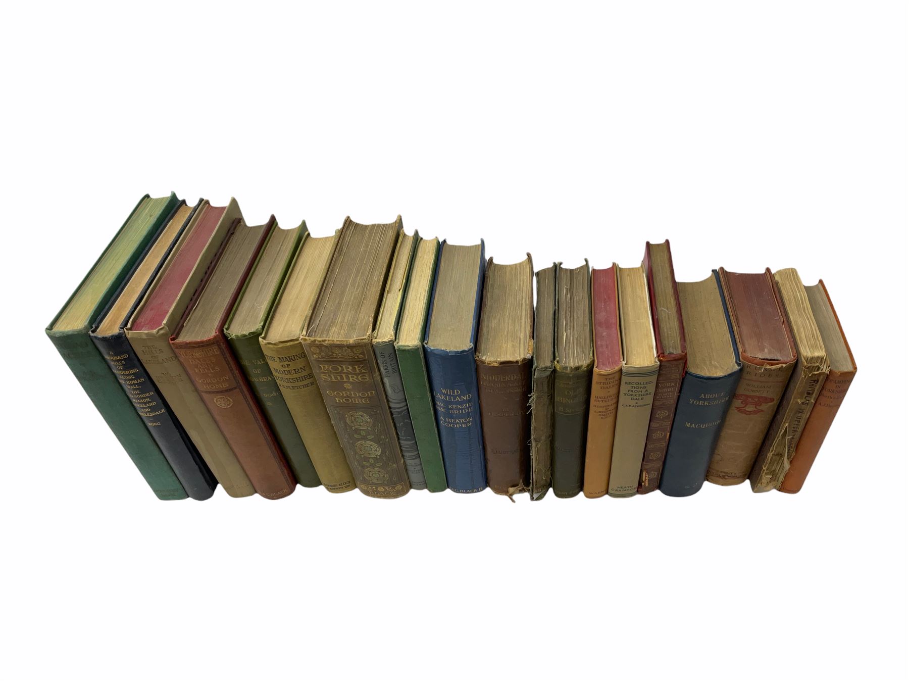 Collection of book on Yorkshire, including Richmondshire and the Vale of Mowbray, signed by author Edmund Bogg, Yorkshire Dales and Fells, Gordon Homes, Yorkshire, Gordon Homes, A Thousand Miles of Wandering along the Roman Wall, the Border Region, Lakeland and Ribblesdale, Bogg, Recollections from a Yorkshire Dale, etc (20). 