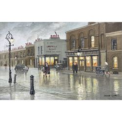 Steven Scholes (Northern British 1952-): 'Jubilee Street - Whitechapel London 1958', oil on canvas signed, titled verso 19cm x 29cm