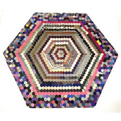 An early/mid 20th century hexagonal patchwork cover of hexagonal form, L164cm. 