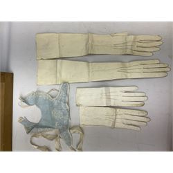 Late 18th century sampler worked with the alphabet above verses in red, by Mary Birkett aged 10 November 16th 1792, H33.5cm W34.5cm, together with another sampler worked with the alphabet above Proverbs 14:23, by Mary Anne Hainworth, Chesham, date unknown (--83), both in glazed frames, together with a quantity of Victorian and later dolls clothes to include lace examples