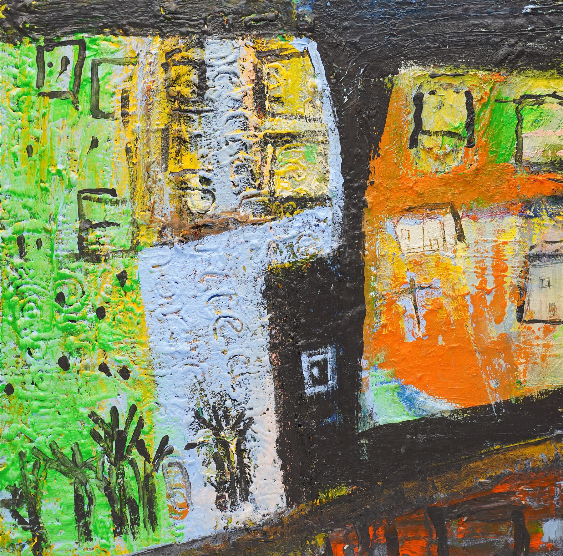 Gillian Ross Kelsey (British 1935-2025): 'Hidden Words', acrylic on board unsigned 46cm x 46cm