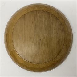 Mouseman - tooled oak fruit bowl, carved with oversized mouse signature, by the workshop of Robert Thompson, Kilburn 