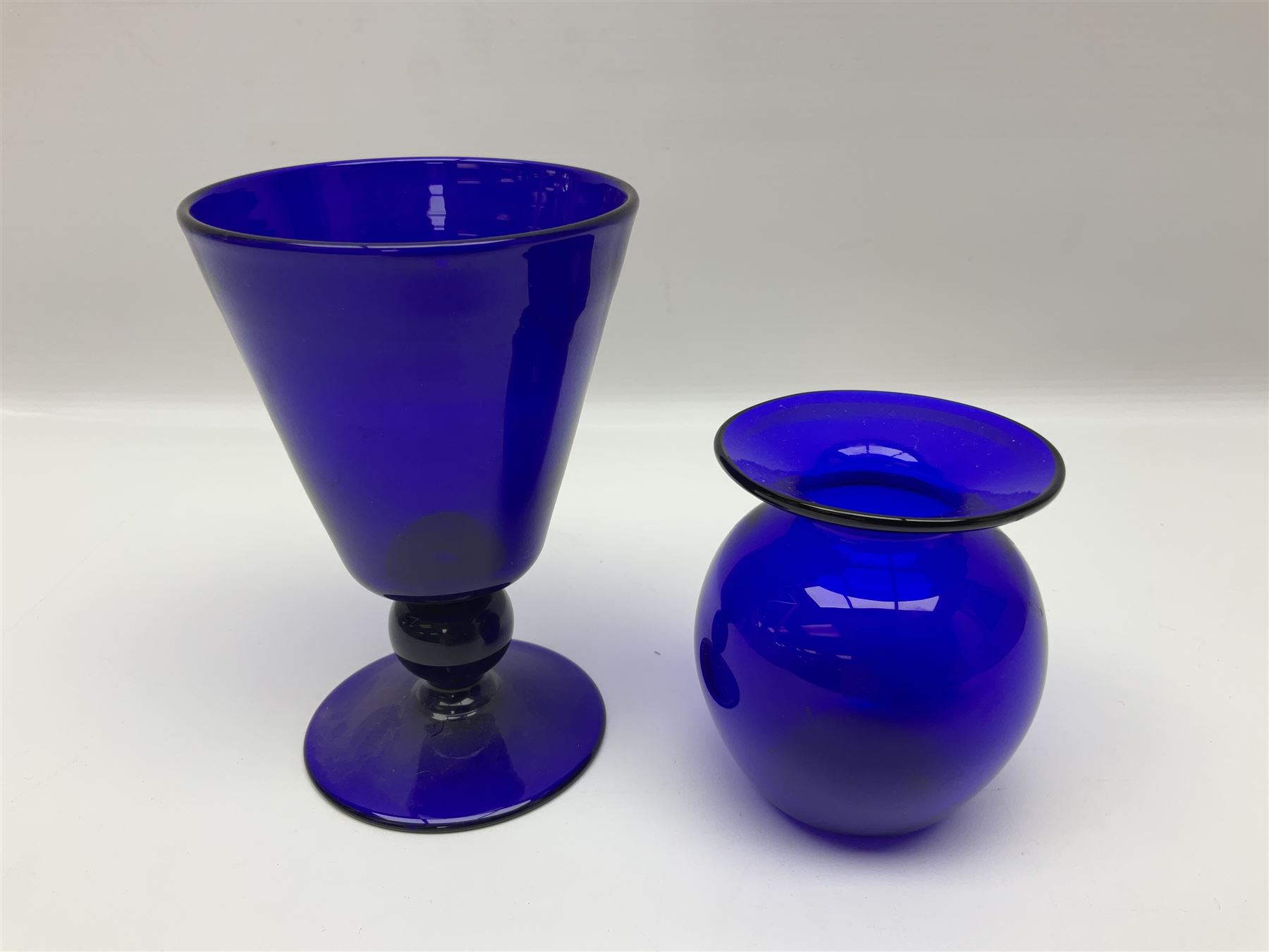 Bristol blue glass vase and goblet, together with Burleigh jug and other collectables