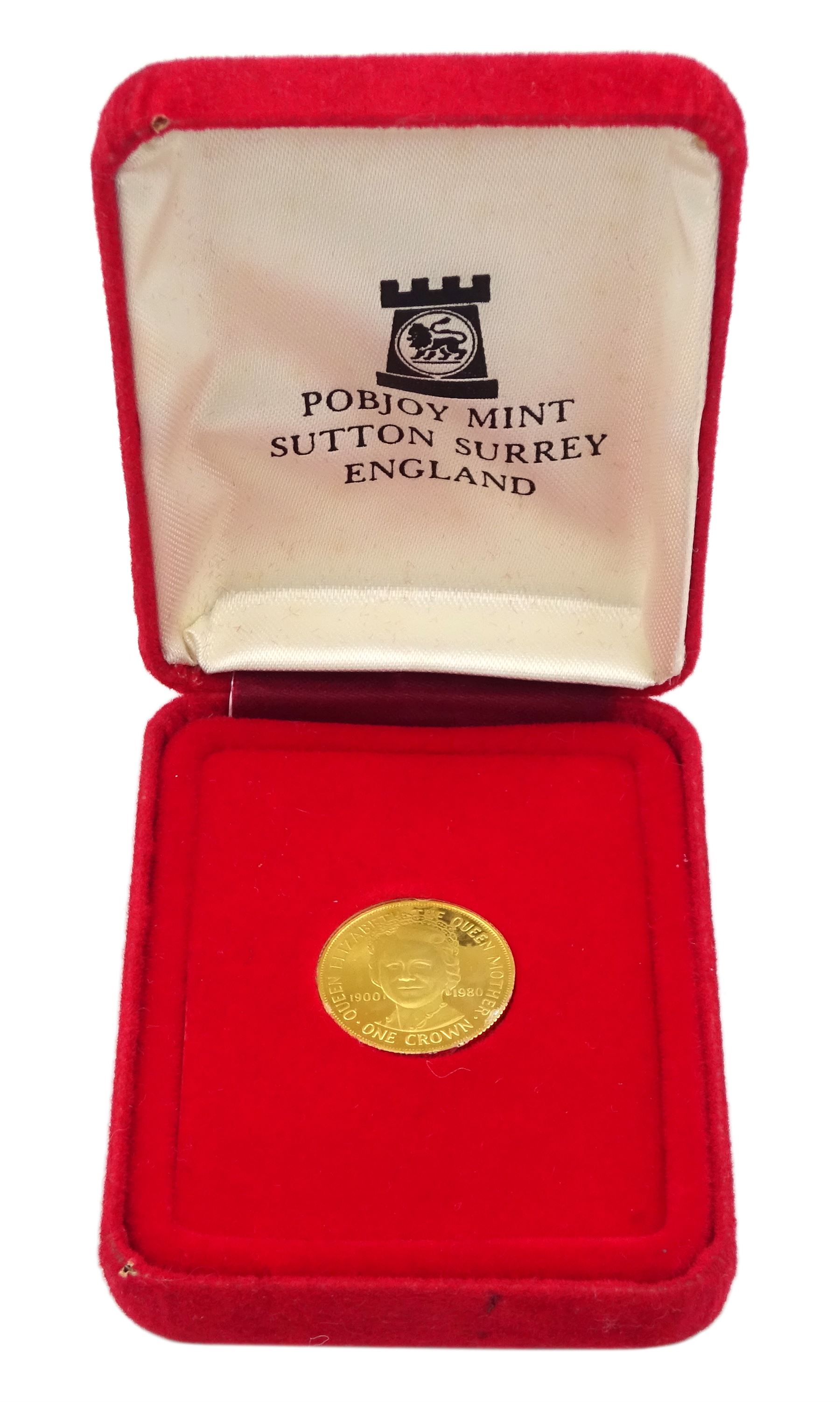 Isle of Man 1980  'Queen Mother's 80th Birthday', 9ct gold crown, boxed with certificate