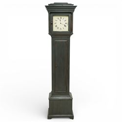20th century Sligh longcase clock, the painted rectangular case with stepped and moulded h...