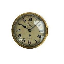 A 20th century English brass cased bulkhead clock with a 6