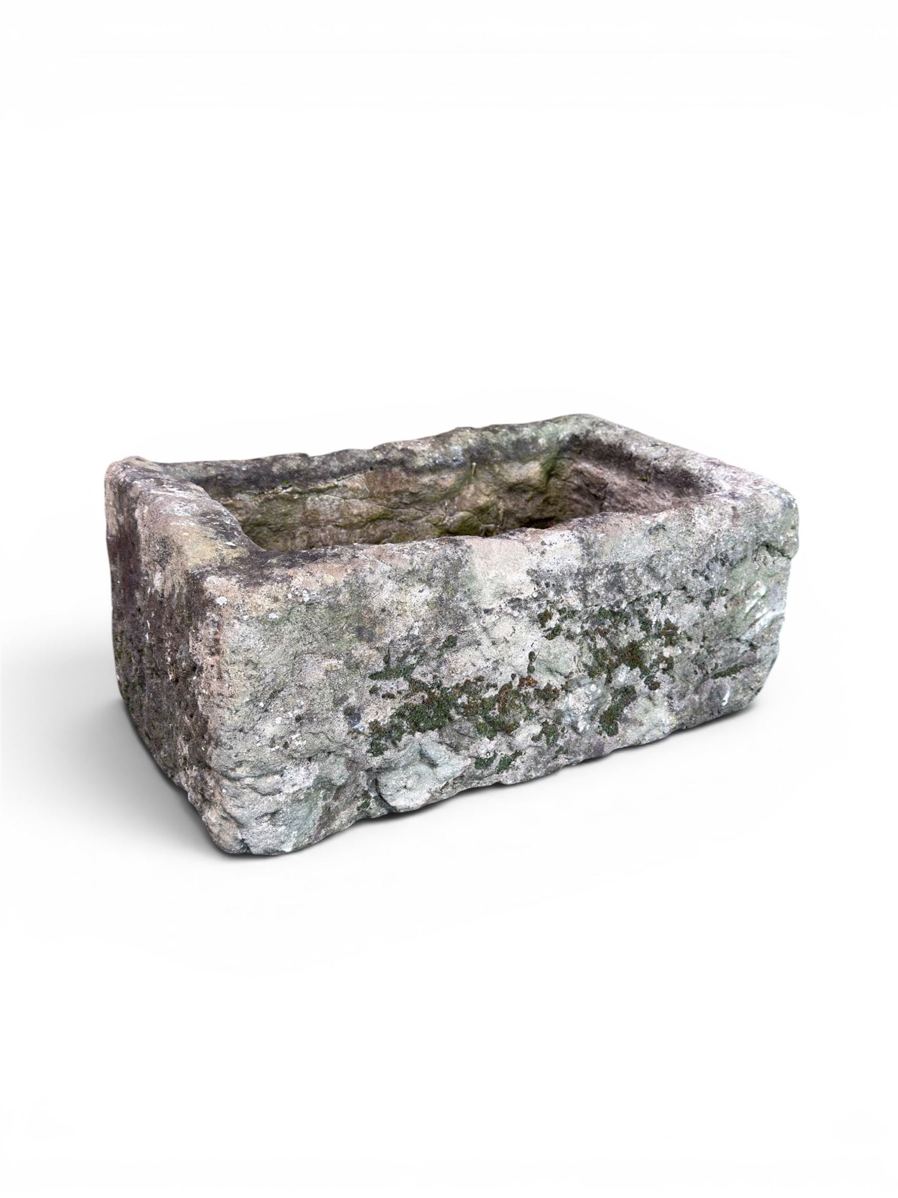 18th century hewn stone rectangular planter