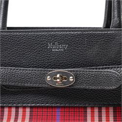 Mulberry - Belted Bayswater Tartan Check handbag in Scarlet tartan check fabric with black grained leather trim, the structured body with twin rolled leather top handles, detachable shoulder strap, silver-tone Postman’s Lock fastening and belted front detail, with original Mulberry product tag, care booklet and dust bag
