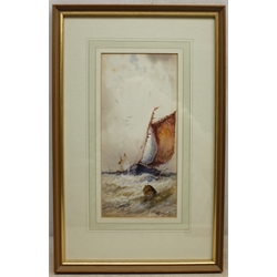  William Stewart (British 1823-1906): Ship at Sea, watercolour signed 24cm x 11cm  