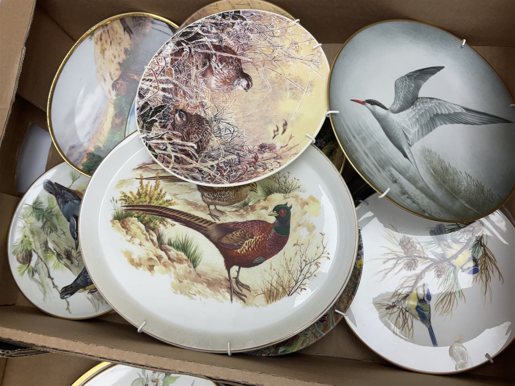Melba ware shire horse and another similar shire, together with a collection of collectors plates, in four boxes