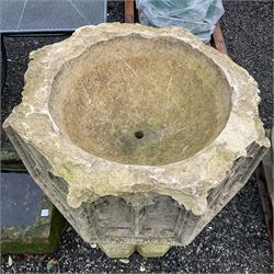 18th/19th century carved stone font - THIS LOT IS TO BE COLLECTED BY APPOINTMENT FROM DUGGLEBY STORAGE, GREAT HILL, EASTFIELD, SCARBOROUGH, YO11 3TX